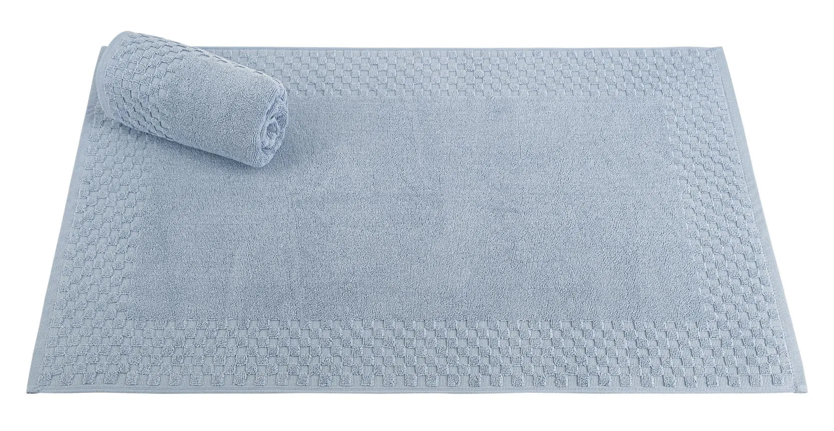 2 Piece Cotton Bath Mat Set - Non-Slip & Absorbent Bathroom Rugs | Machine Washable 100% Cotton Bath Mats (20"x34") by Classic Turkish Towels