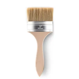 3" Wide Flat Brush with Natural Bristles and Wooden Handle