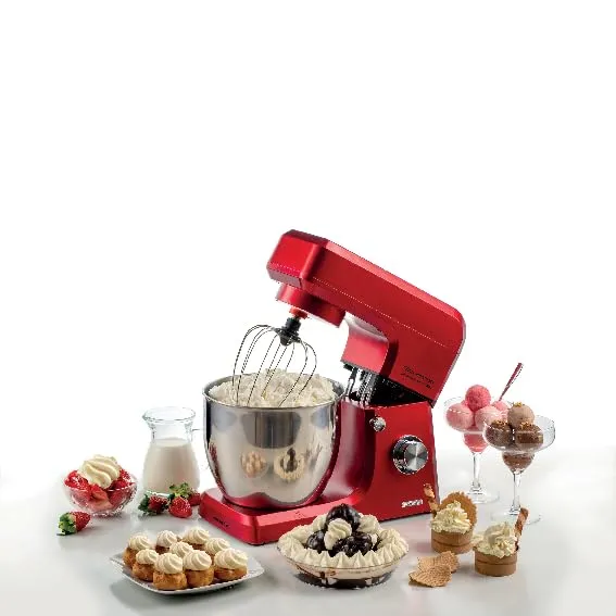 Ariete Gourmet Stand Mixer Professional 7L 1598/01, Planetary Mixer, 1200 W, 7 L Capacity, 3 Accessories, 6 Speeds, Pulse Function, Splash guard Lid, Red