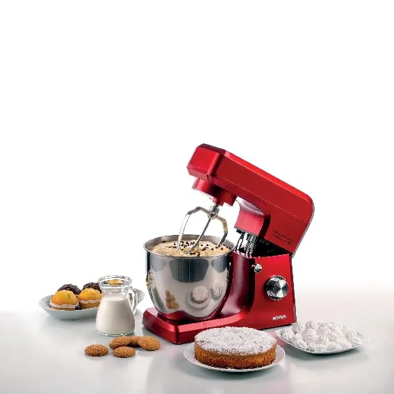 Ariete Gourmet Stand Mixer Professional 7L 1598/01, Planetary Mixer, 1200 W, 7 L Capacity, 3 Accessories, 6 Speeds, Pulse Function, Splash guard Lid, Red