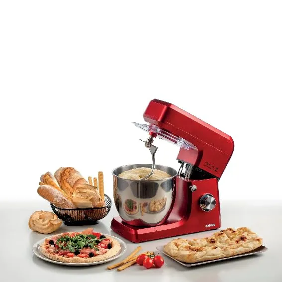 Ariete Gourmet Stand Mixer Professional 7L 1598/01, Planetary Mixer, 1200 W, 7 L Capacity, 3 Accessories, 6 Speeds, Pulse Function, Splash guard Lid, Red