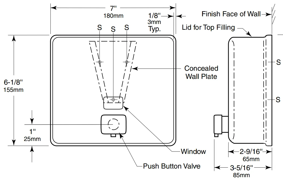 Bobrick B-4112 Surface Mounted Soap Dispenser