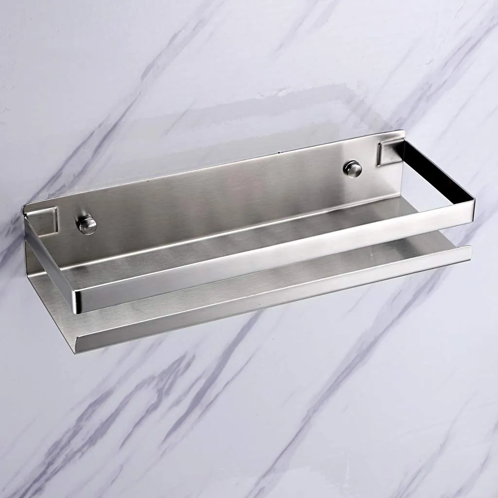 Brushed Stainless Steel Wall-Mounted Bathroom Shower Shelf