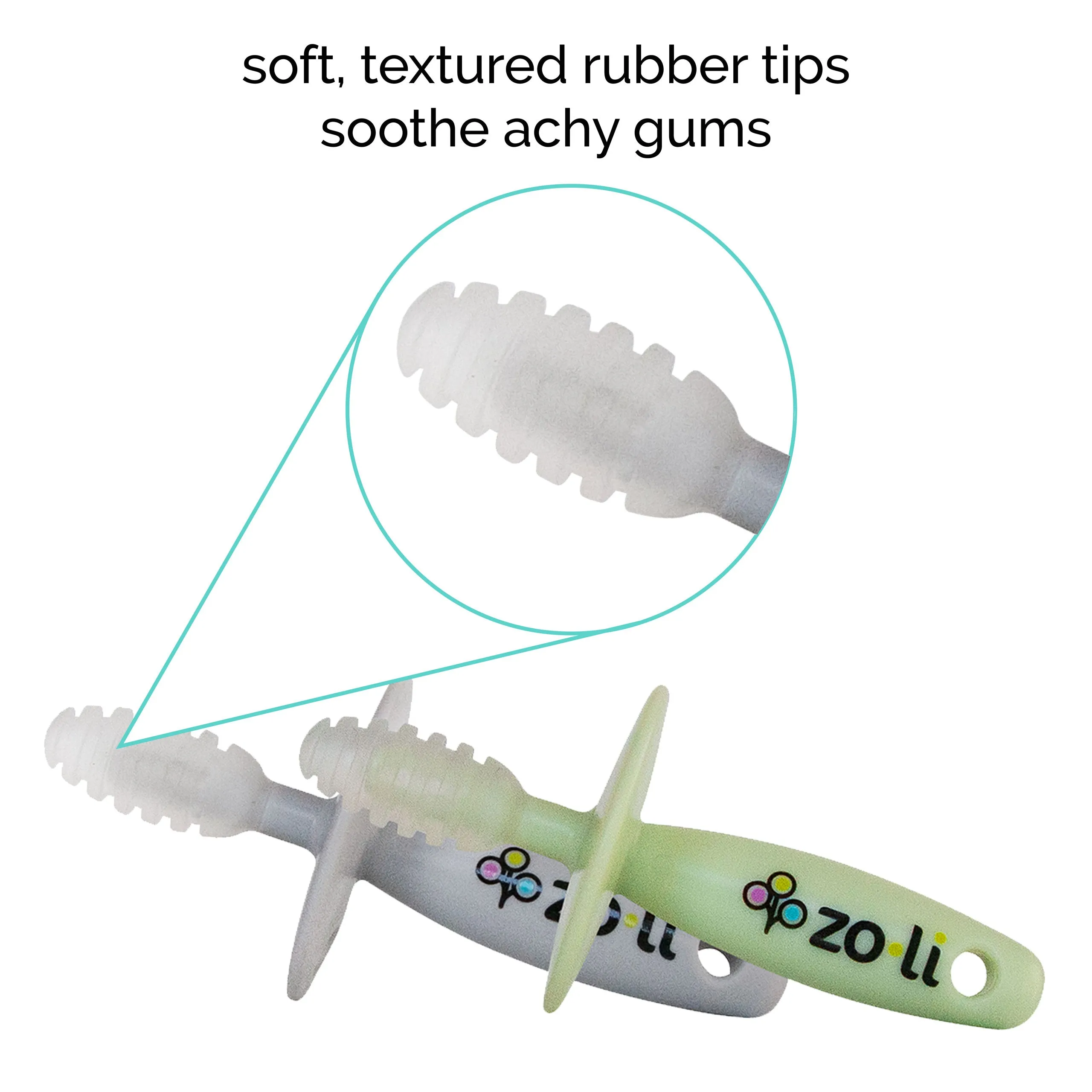 Chubby Gummy Teether 2 Pack - Sage Green   Ash Grey by Zoli