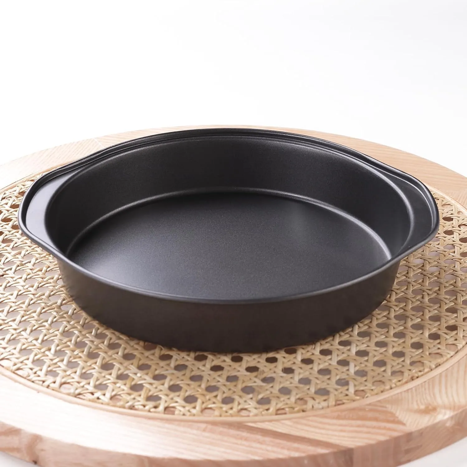 Kuber Industries 8 inch Non-Stick Cake Pan for Baking|Round Shape Cake Baking Mold|Side Handles-Pack of 4 (Black)