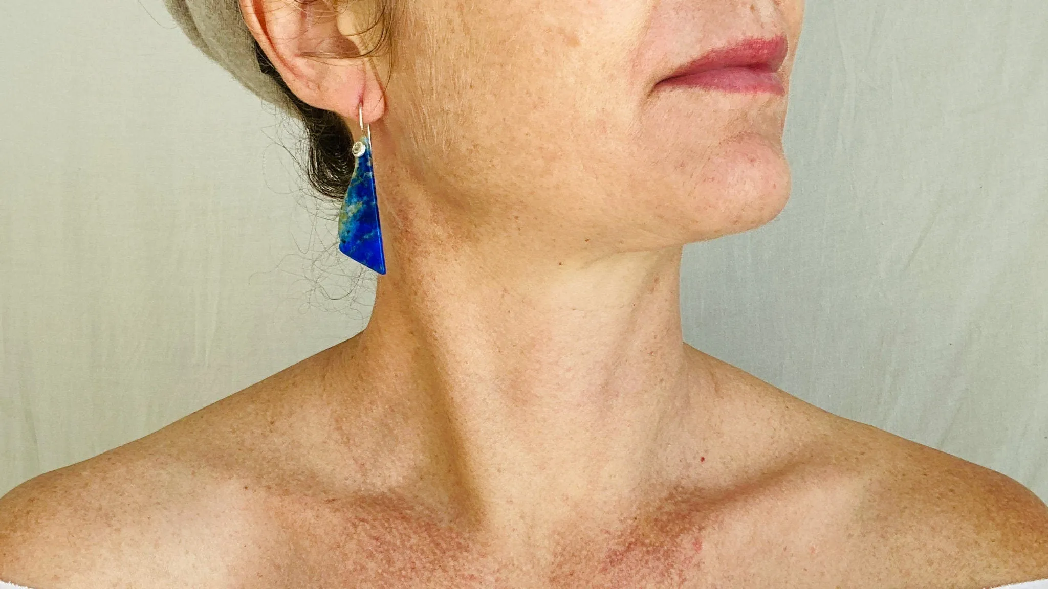 Lapis Lazuli & Sterling Silver Drop Earrings. 0427