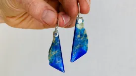 Lapis Lazuli & Sterling Silver Drop Earrings. 0427