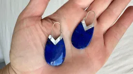Lapis Lazuli & Sterling Silver Drop Earrings. 2053