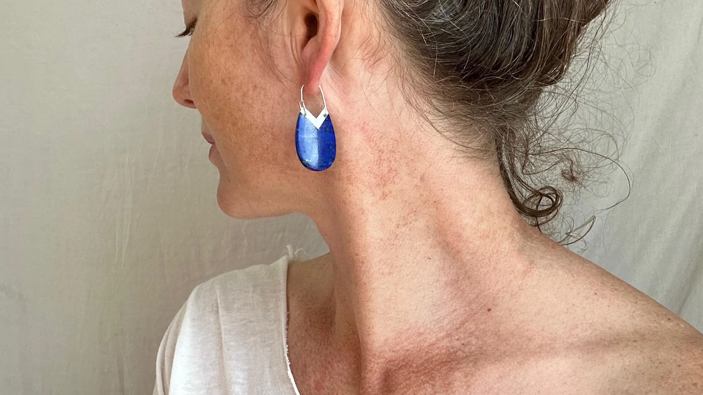 Lapis Lazuli & Sterling Silver Drop Earrings. 2053