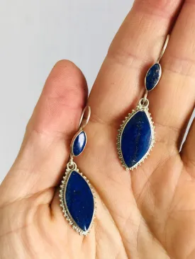 Lapis Lazuli & Sterling Silver Drop Earrings.