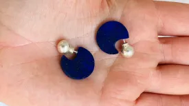 Lapis Lazuli Flat Hoop Earrings. Atelier Aadya. 0733