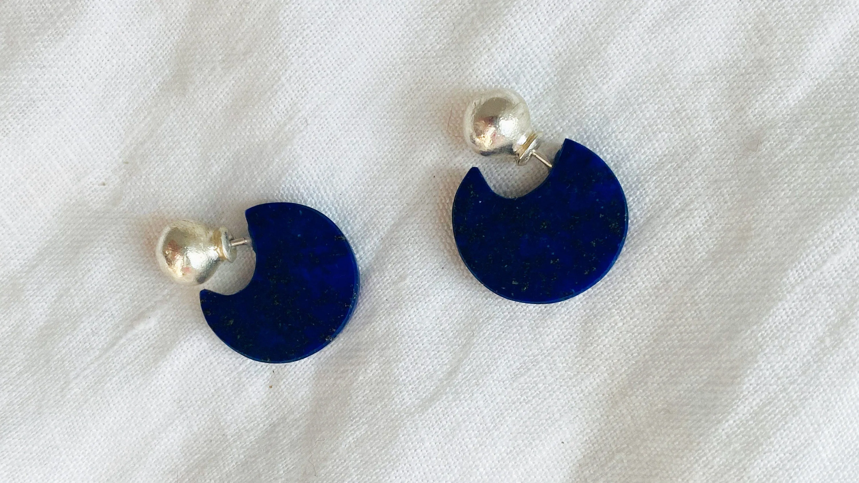 Lapis Lazuli Flat Hoop Earrings. Atelier Aadya. 0733