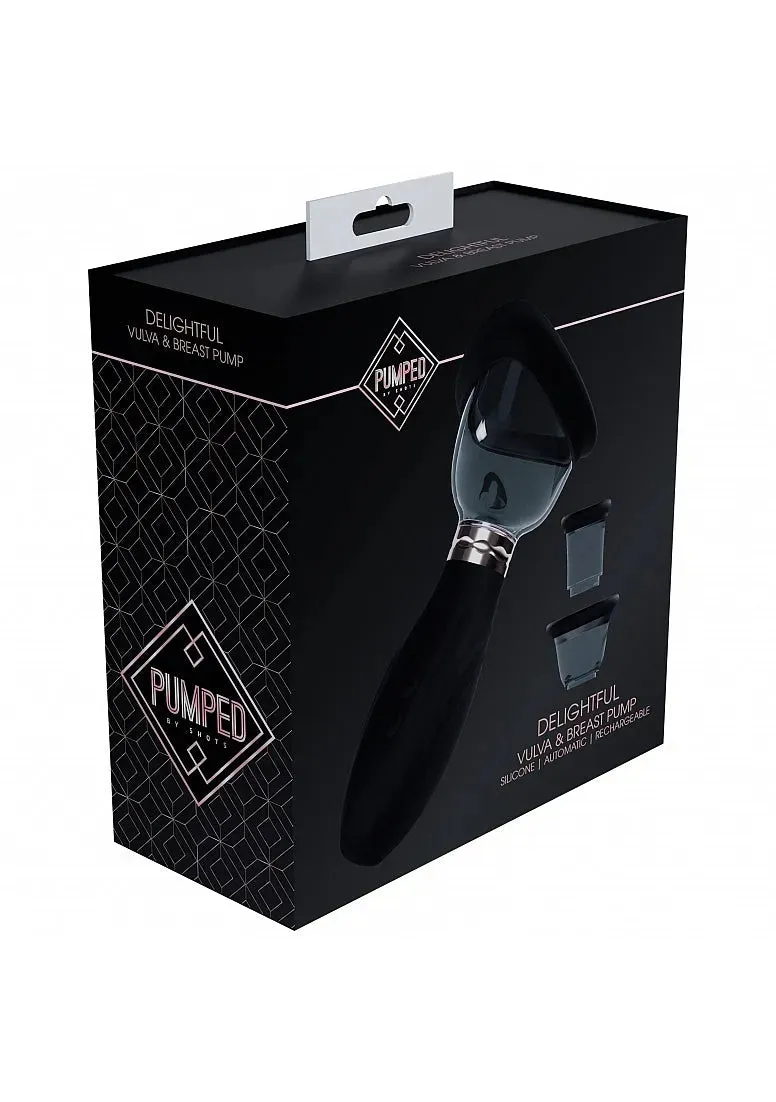 Pumped - Delightful - Automatic - 5 Speed - Silicone - Rechargeable Vulva, Clitoral, Nipple & Breast - Black