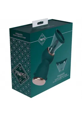 Pumped - Exquisite - Automatic - 13-Speed - Silicone - Rechargeable Vulva & Breast Pump - Forest Green