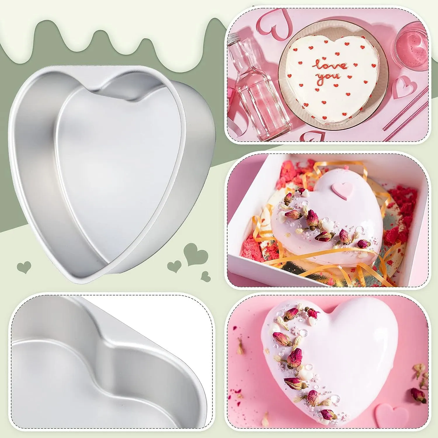 Rinkle Trendz® Aluminium Heart Cake Mould Cake Pan Cake Tin 7 Inches for Baking Half 1/2 kg 500 Grams for Oven