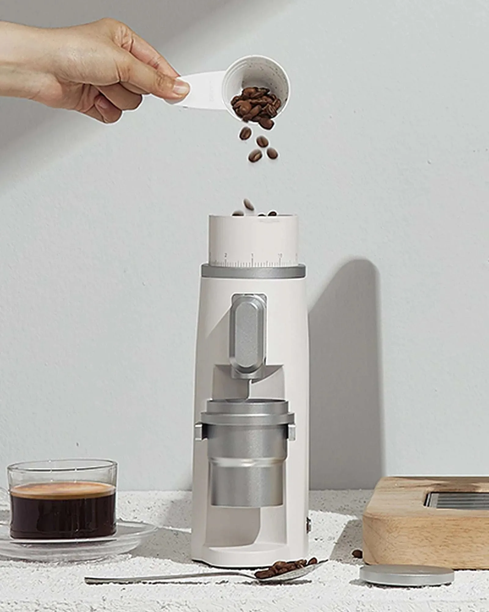 STARSEEKER EDGE Electric Coffee Grinder Black White 48MM Burr Grinders Espresso Stepless Fineness Adjustment Coffee Machine