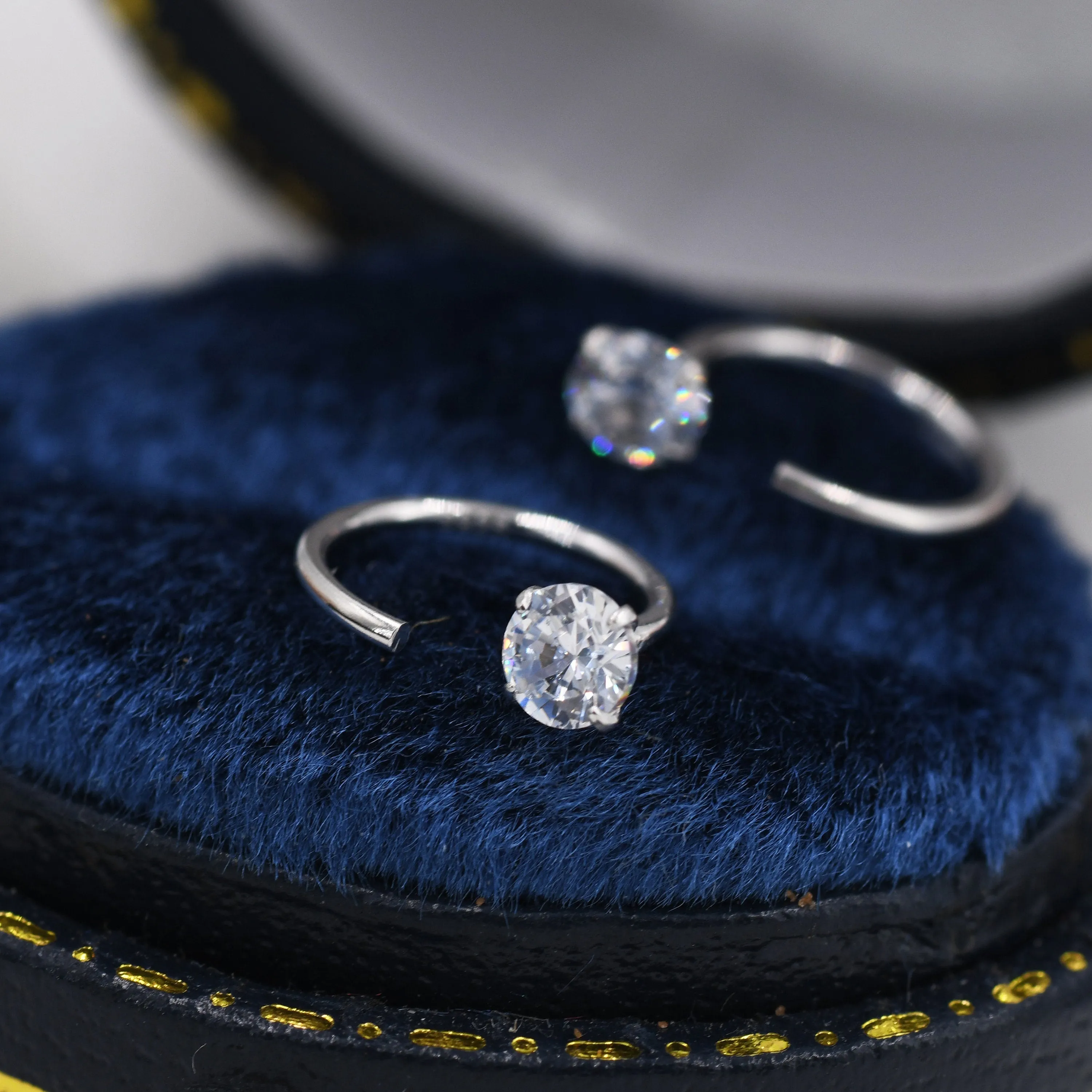 Sterling Silver CZ Open Huggie Hoop, Open Threader Earrings, Half Hoop Earrings, Crystal Hoop Earrings