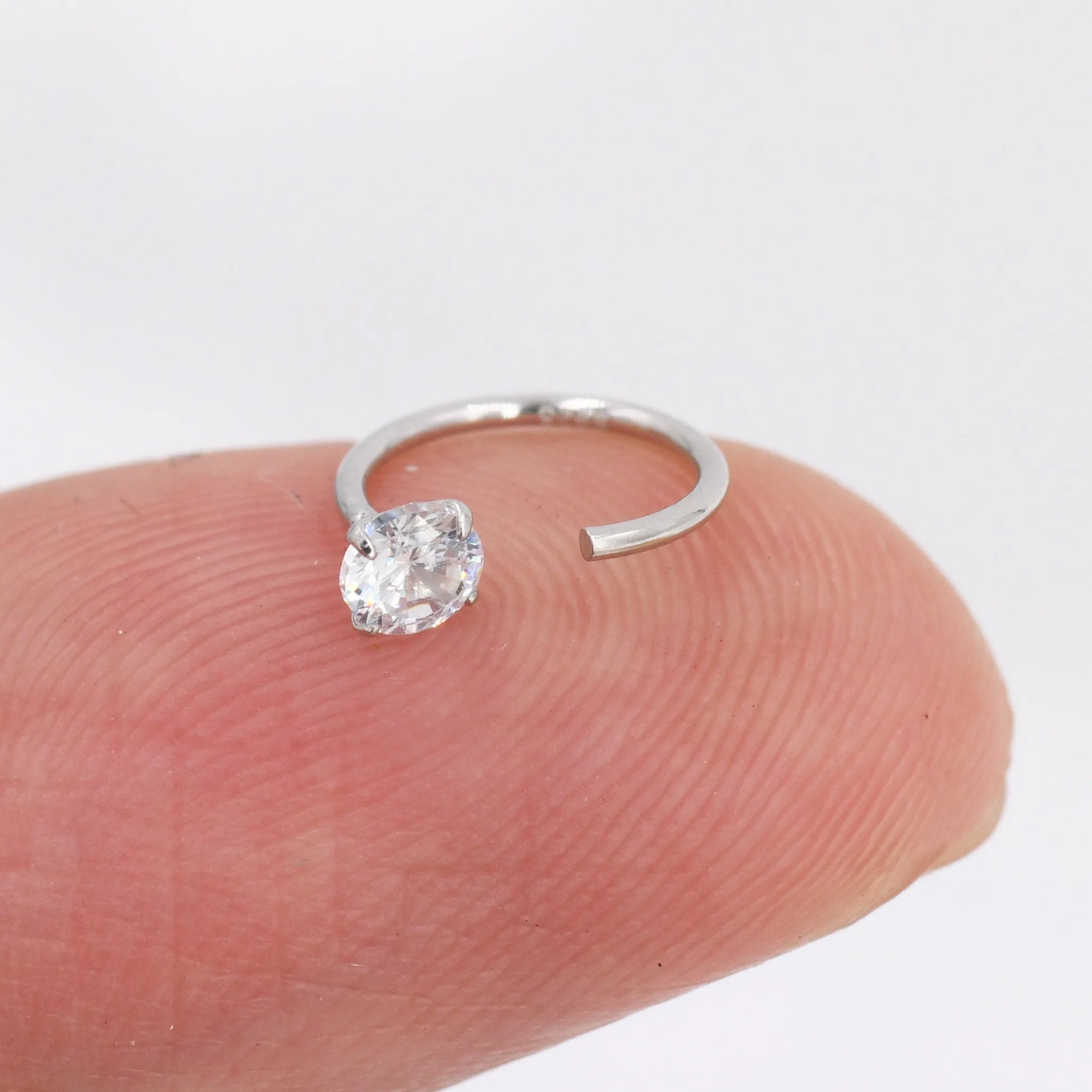 Sterling Silver CZ Open Huggie Hoop, Open Threader Earrings, Half Hoop Earrings, Crystal Hoop Earrings