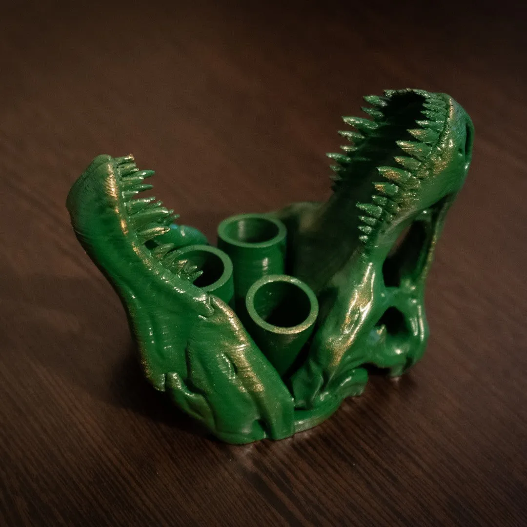 T-Rex Toothbrush Holder - 3D Printed Dinosaur Bathroom Accessory