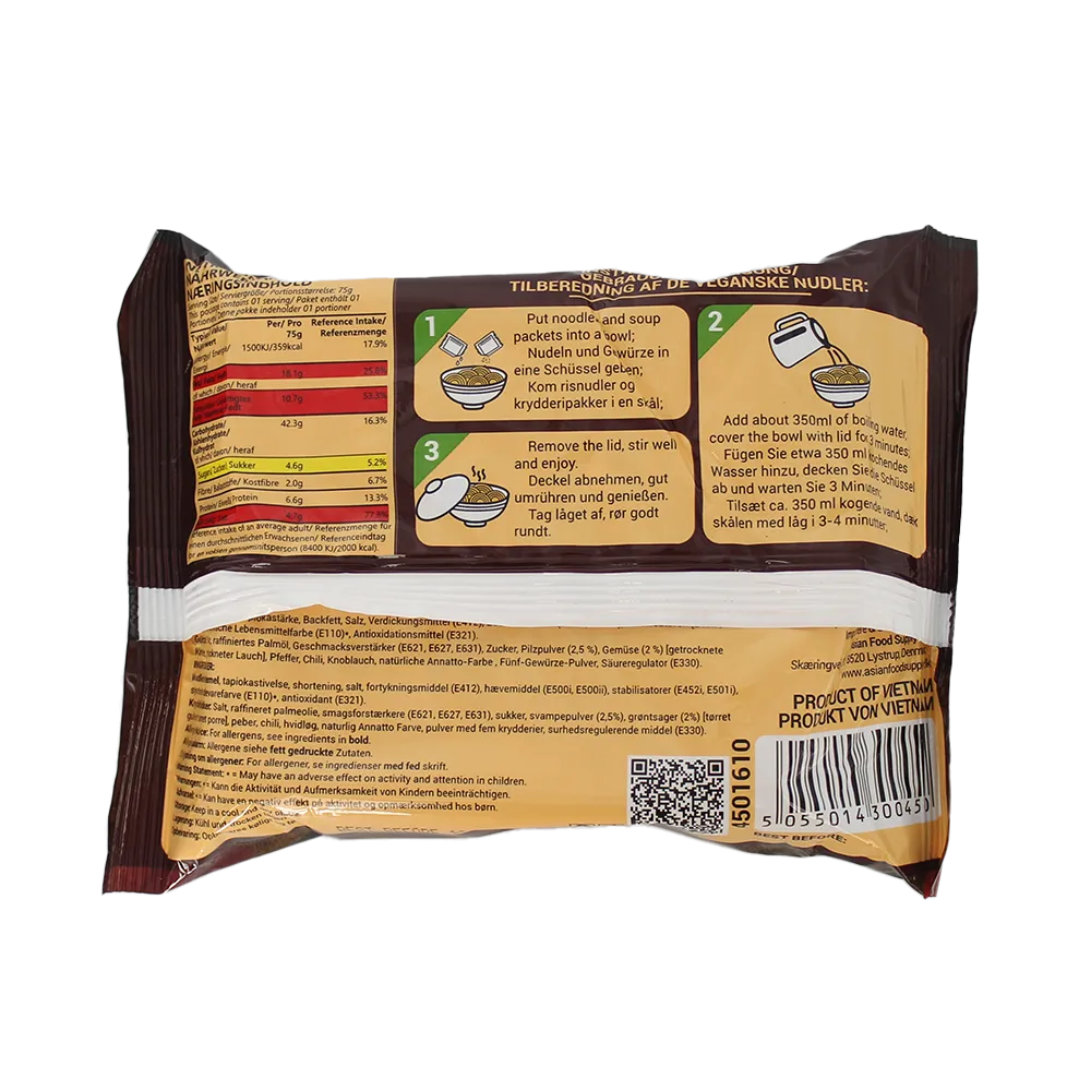VEGAN VILLAGE Vegan Instant Noodles Vegetable & Mushroom Flavour 70g (Case 30)