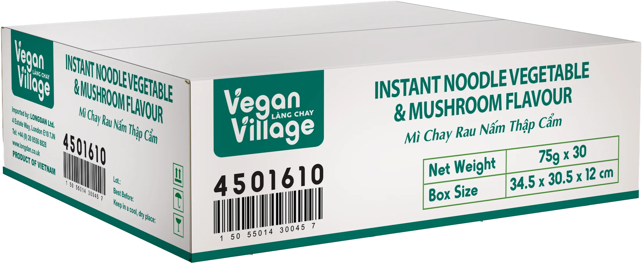 VEGAN VILLAGE Vegan Instant Noodles Vegetable & Mushroom Flavour 70g (Case 30)