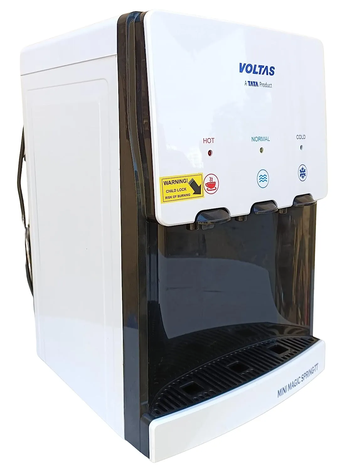 Voltas Spring TT Plus Table Top Water Dispenser with Three Temperature Tap and Compact Design (White and Black)