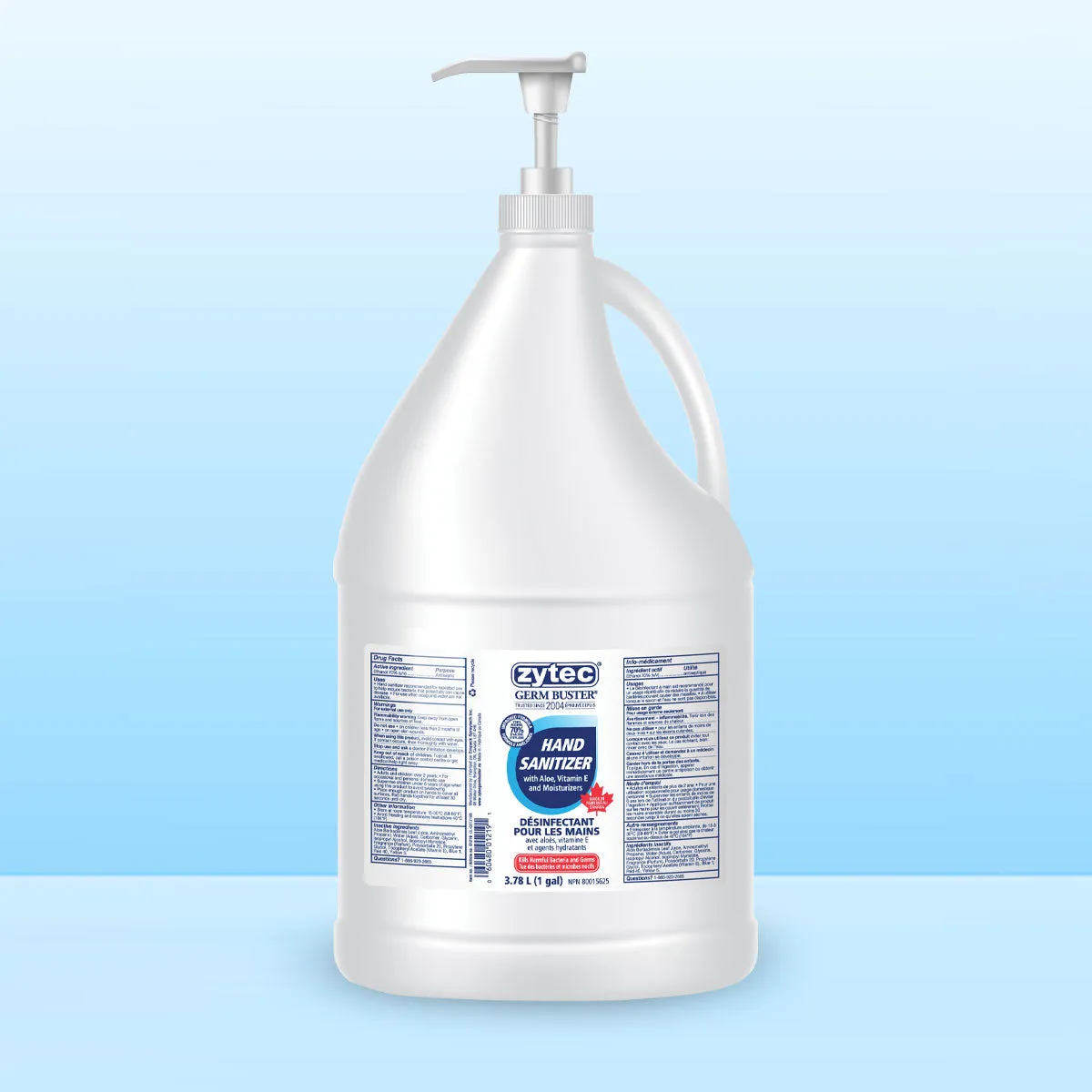 Zytec Gel Hand Sanitizer 70% Alcohol, 3.78L, w/Pump
